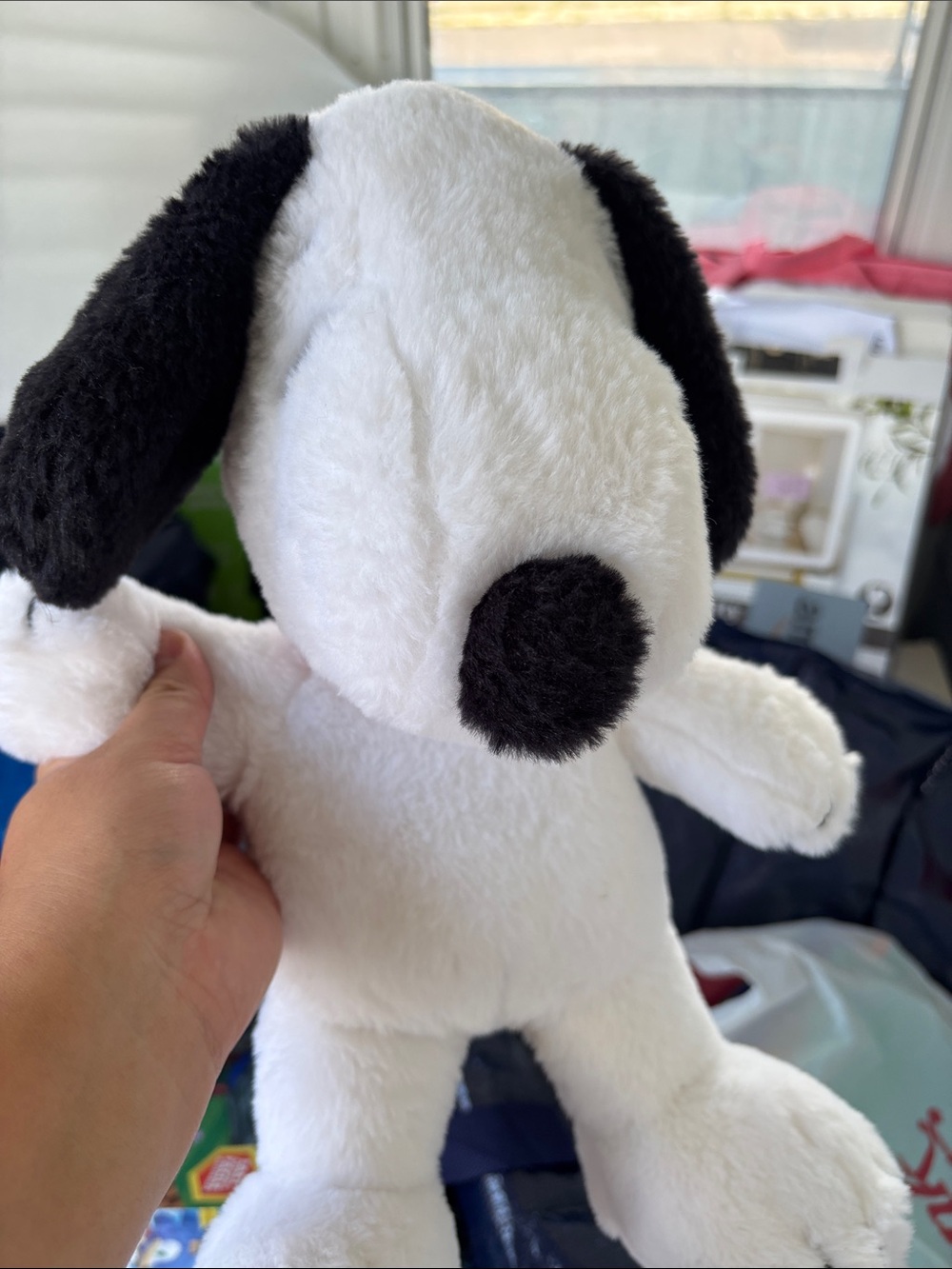 Plush White & Black Dog Toy - Soft Cuddly Pet Plush